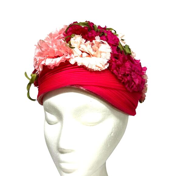Vintage Best & Co Fifth Ave New York Pink & White silk flowers pillbox Hat main image 6
